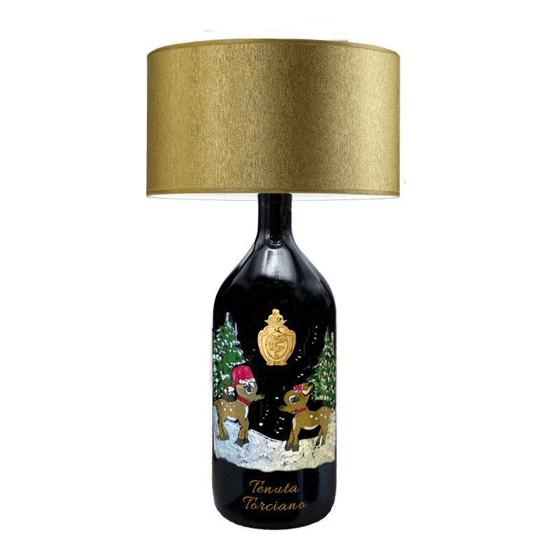Lampada da tavolo - Bottiglia dipinta a mano "cerbiatti" - Edizione Limitata